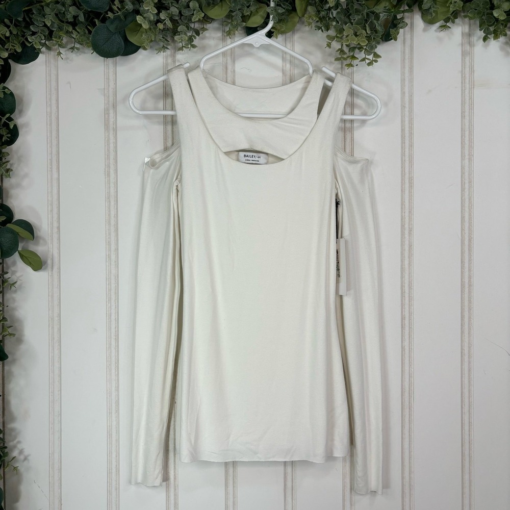 BAILEY 44 White Cut out Long Sleeve Top Blouse Modern Chic Night OutWomen XS